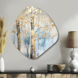 Gold And Blue Treasure Trees Scenery II - Asymmetric Metal Wall Art