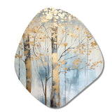 Gold And Blue Treasure Trees Scenery II - Asymmetric Metal Wall Art