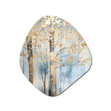 Gold And Blue Treasure Trees Scenery II - Asymmetric Metal Wall Art