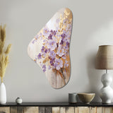 Purple And Gold Adorned Violets Meadow IV - Asymmetric Metal Wall Art