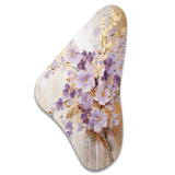 Purple And Gold Adorned Violets Meadow IV - Asymmetric Metal Wall Art