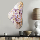 Purple And Gold Adorned Violets Meadow IV - Asymmetric Metal Wall Art