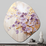 Purple And Gold Adorned Violets Meadow IV - Asymmetric Metal Wall Art