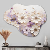 Beige And Purple Adorned Violets I - Asymmetric Metal Wall Art