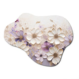 Beige And Purple Adorned Violets I - Asymmetric Metal Wall Art