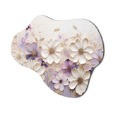 Beige And Purple Adorned Violets I - Asymmetric Metal Wall Art