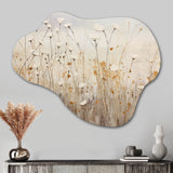 beige Wildflowers Floral Fantasy - Asymmetric Metal Wall Art