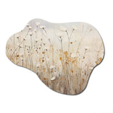 beige Wildflowers Floral Fantasy - Asymmetric Metal Wall Art