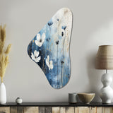 white and blue Fields of Wildflower Beauty - Asymmetric Metal Wall Art