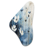 white and blue Fields of Wildflower Beauty - Asymmetric Metal Wall Art