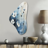 white and blue Fields of Wildflower Beauty - Asymmetric Metal Wall Art