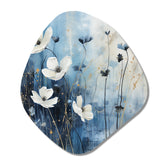 white and blue Fields of Wildflower Beauty - Asymmetric Metal Wall Art