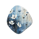 white and blue Fields of Wildflower Beauty - Asymmetric Metal Wall Art