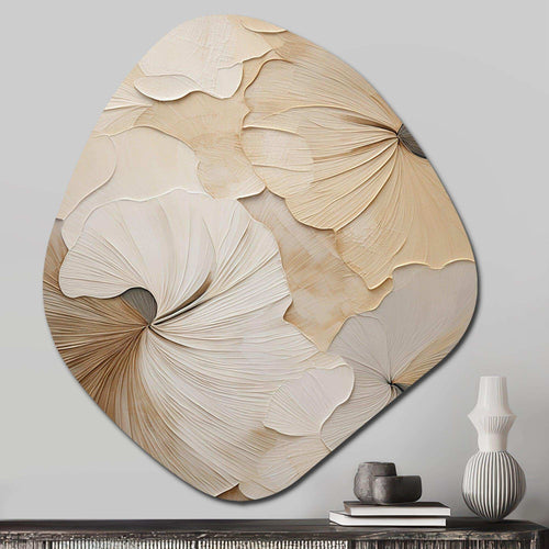 beige minimalism elegance in bloom - Asymmetric Metal Wall Art