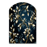 Gold And Blue Royal Botanical Vines - Asymmetric Metal Wall Art