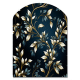 Gold And Blue Royal Botanical Vines - Asymmetric Metal Wall Art