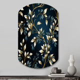 Gold And Blue Royal Botanical Vines - Asymmetric Metal Wall Art