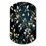 Gold And Blue Royal Botanical Vines - Asymmetric Metal Wall Art