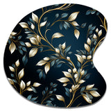 Gold And Blue Royal Botanical Vines - Asymmetric Metal Wall Art