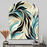 Teal And Cream Natures Whispers - Asymmetric Metal Wall Art