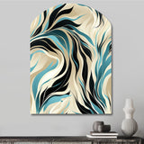 Teal And Cream Natures Whispers - Asymmetric Metal Wall Art