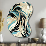 Teal And Cream Natures Whispers - Asymmetric Metal Wall Art