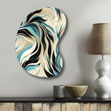 Teal And Cream Natures Whispers - Asymmetric Metal Wall Art