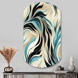 Teal And Cream Natures Whispers - Asymmetric Metal Wall Art