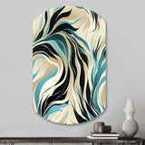 Teal And Cream Natures Whispers - Asymmetric Metal Wall Art