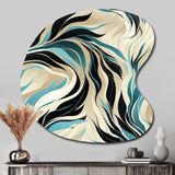 Teal And Cream Natures Whispers - Asymmetric Metal Wall Art