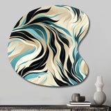 Teal And Cream Natures Whispers - Asymmetric Metal Wall Art