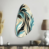 Teal And Cream Natures Whispers - Asymmetric Metal Wall Art