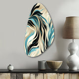 Teal And Cream Natures Whispers - Asymmetric Metal Wall Art