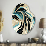 Teal And Cream Natures Whispers - Asymmetric Metal Wall Art