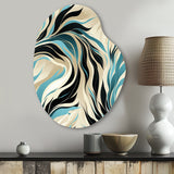 Teal And Cream Natures Whispers - Asymmetric Metal Wall Art