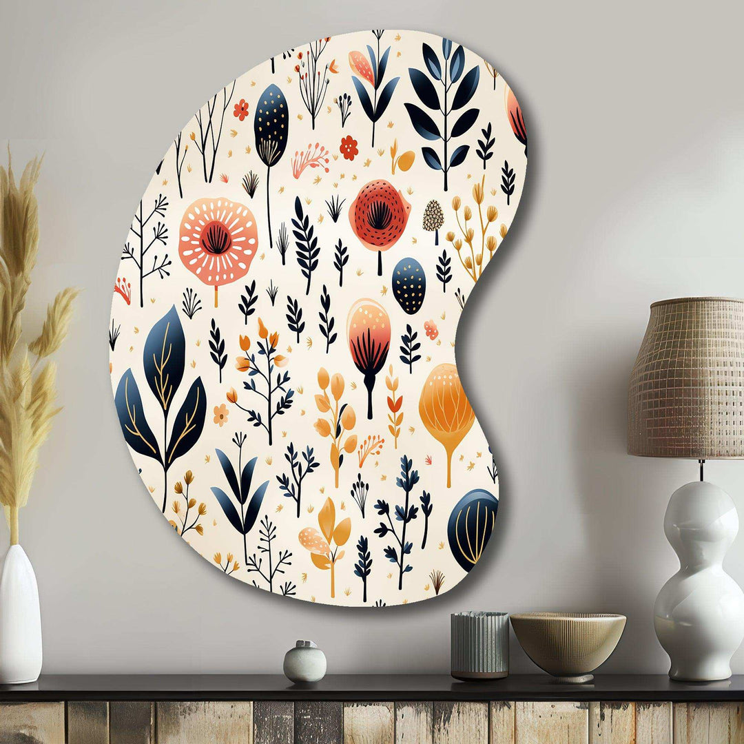 Love In The Wild Coral And Beige Lfower - Asymmetric Metal Wall Art