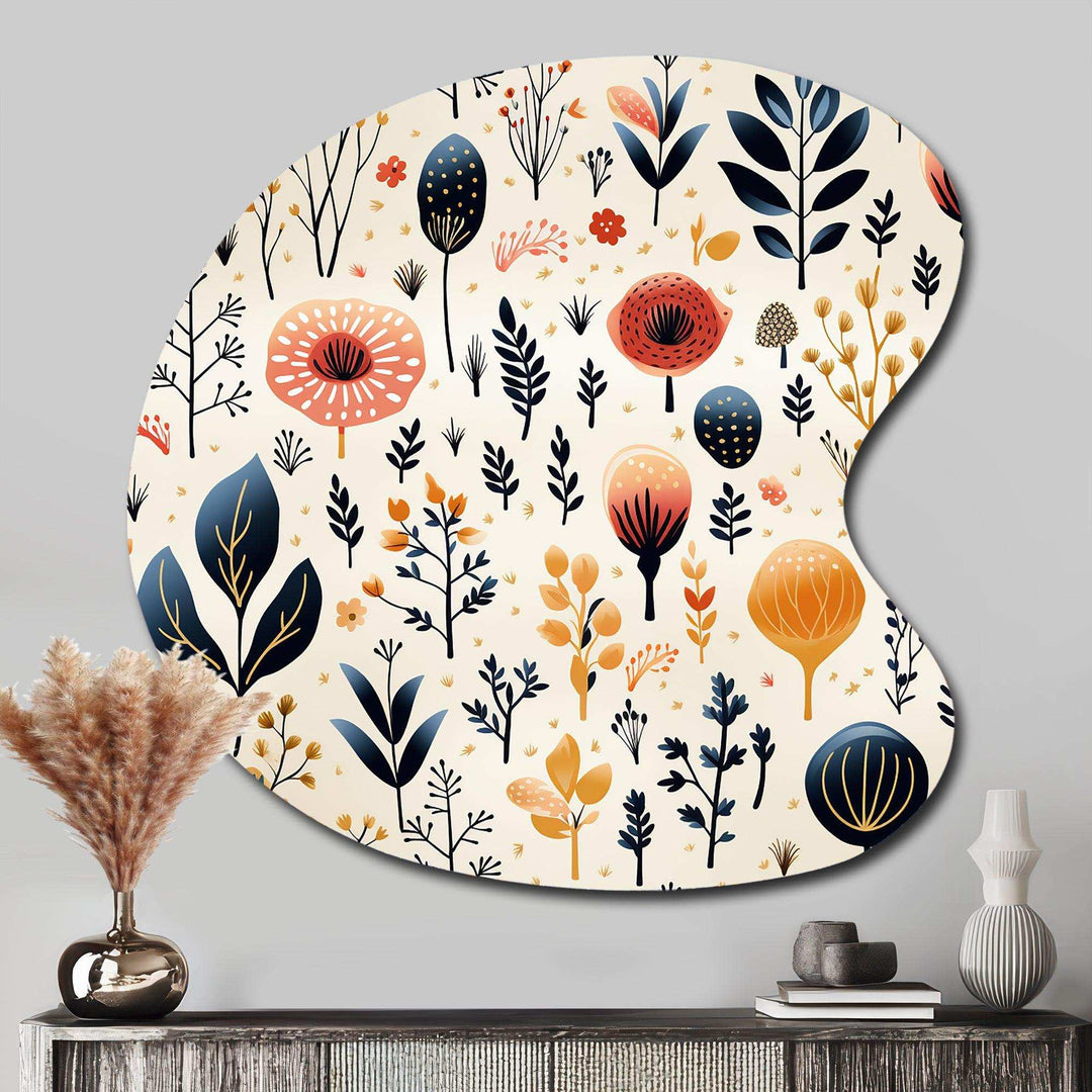 Love In The Wild Coral And Beige Lfower - Asymmetric Metal Wall Art
