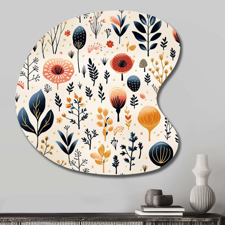 Love In The Wild Coral And Beige Lfower - Asymmetric Metal Wall Art