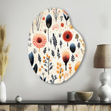 Love In The Wild Coral And Beige Lfower - Asymmetric Metal Wall Art