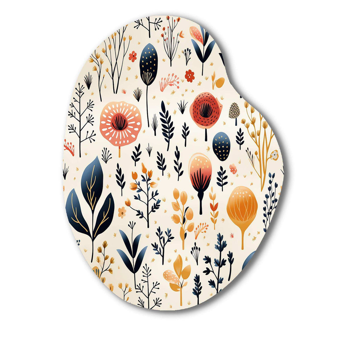 Love In The Wild Coral And Beige Lfower - Asymmetric Metal Wall Art