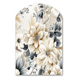 Ethereal Blue And White Chrysanthemum Boho Pattern - Asymmetric Metal Wall Art