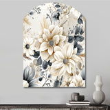 Ethereal Blue And White Chrysanthemum Boho Pattern - Asymmetric Metal Wall Art