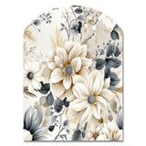 Ethereal Blue And White Chrysanthemum Boho Pattern - Asymmetric Metal Wall Art