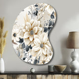 Ethereal Blue And White Chrysanthemum Boho Pattern - Asymmetric Metal Wall Art