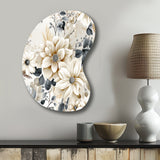 Ethereal Blue And White Chrysanthemum Boho Pattern - Asymmetric Metal Wall Art