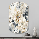 Ethereal Blue And White Chrysanthemum Boho Pattern - Asymmetric Metal Wall Art