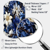 Deep Indigo Moonlit Flowers - Asymmetric Metal Wall Art