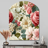 Antique Rose Muted Green Garden - Asymmetric Metal Wall Art