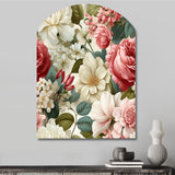 Antique Rose Muted Green Garden - Asymmetric Metal Wall Art