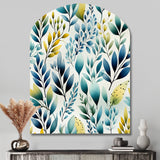 Watercolor Blue Foliage Botanical Pattern - Asymmetric Metal Wall Art